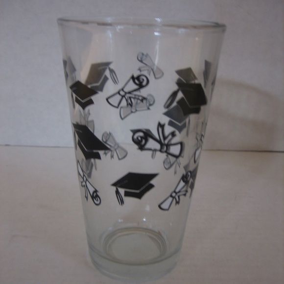 Libbey Graduation Cap & Diploma Clear Glass Drinking Glass 6in.T x 3 1/2in.W NW - Picture 3 of 5